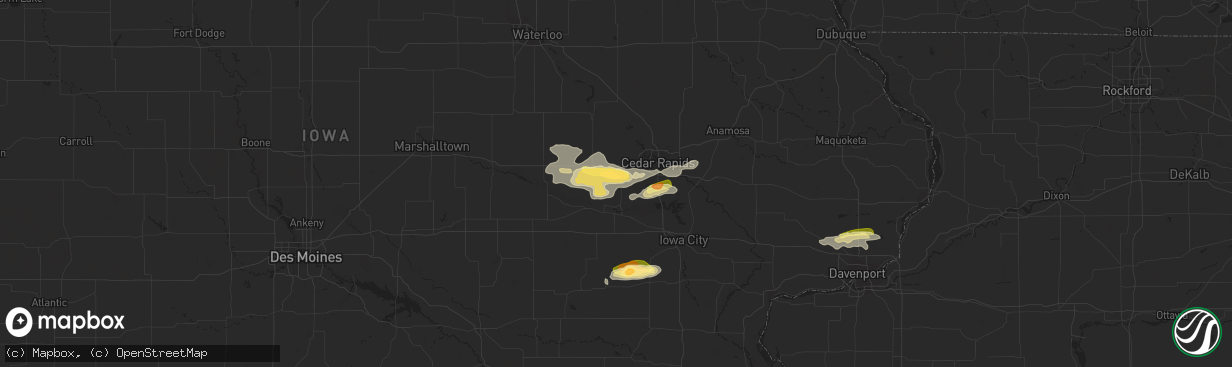 Hail map in Norway, IA on October 11, 2023