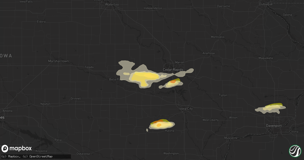 Hail map in Norway, IA on October 11, 2023