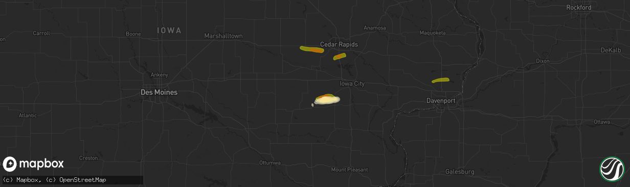 Hail map in Parnell, IA on October 11, 2023