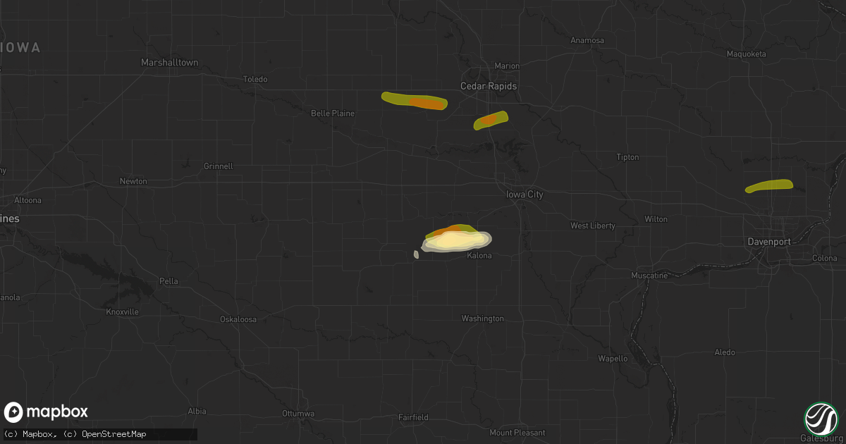 Hail map in Parnell, IA on October 11, 2023