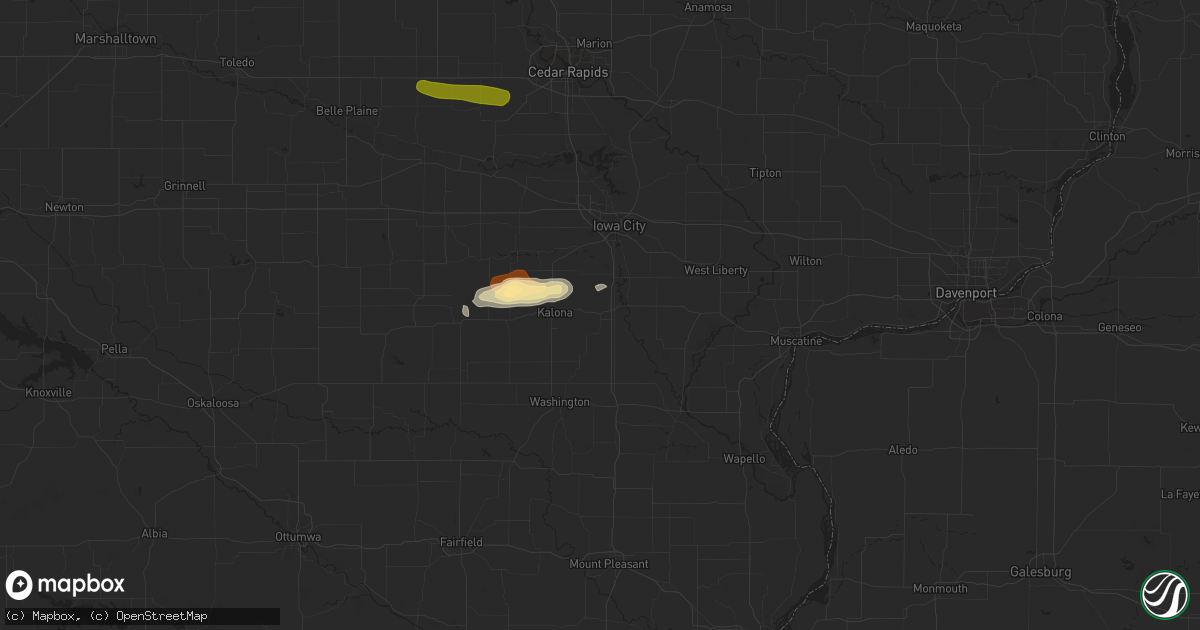 Hail map in Riverside, IA on October 11, 2023