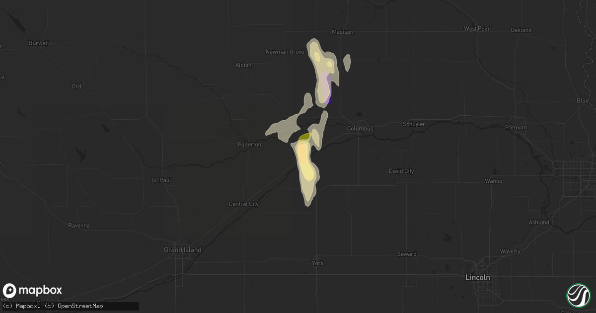 Hail map in Silver Creek, NE on October 11, 2023