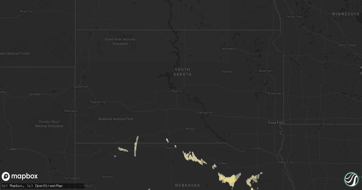 Hail map in South Dakota on October 11, 2023
