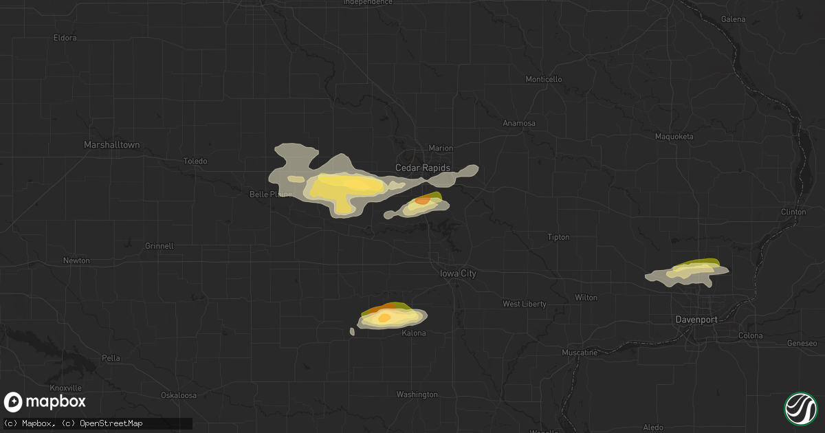 Hail map in Swisher, IA on October 11, 2023