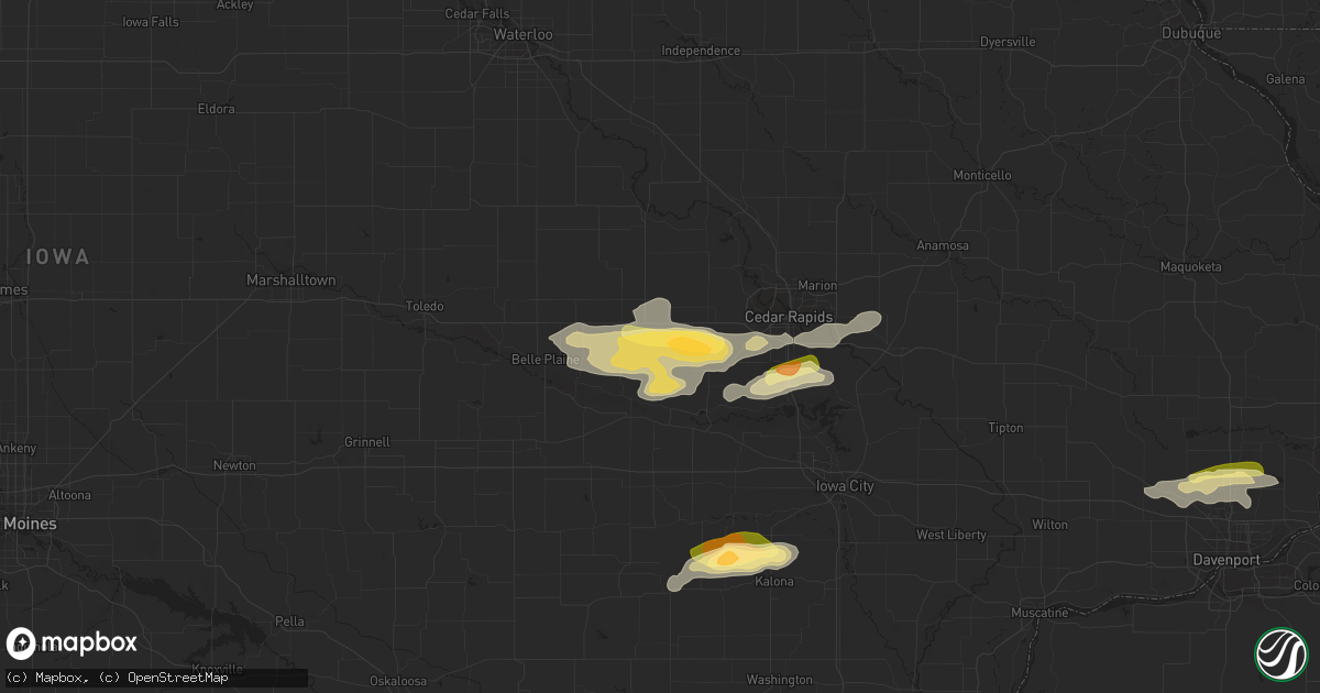 Hail map in Watkins, IA on October 11, 2023