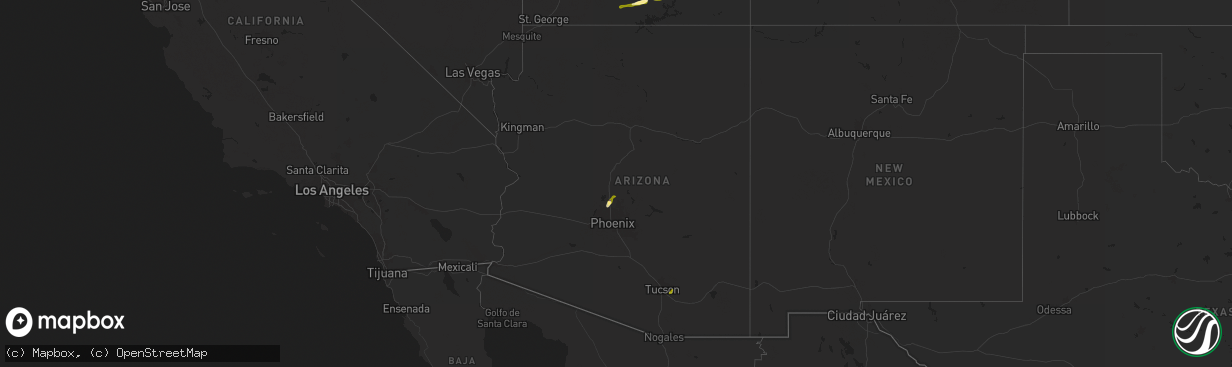 Hail map in Arizona on October 11, 2025
