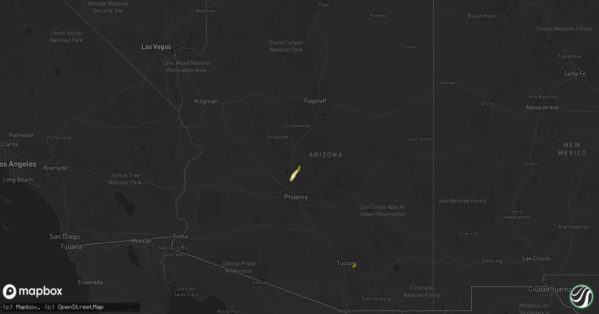 Hail map in Arizona on October 11, 2025