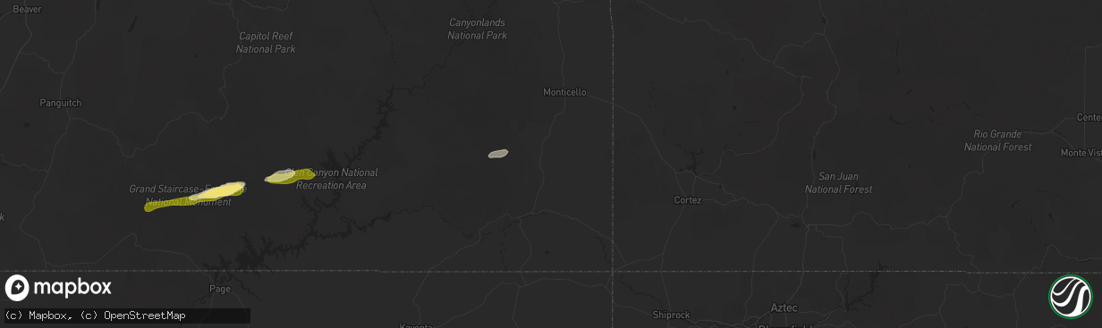 Hail map in Blanding, UT on October 11, 2025