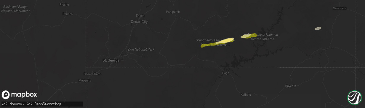 Hail map in Kanab, UT on October 11, 2025