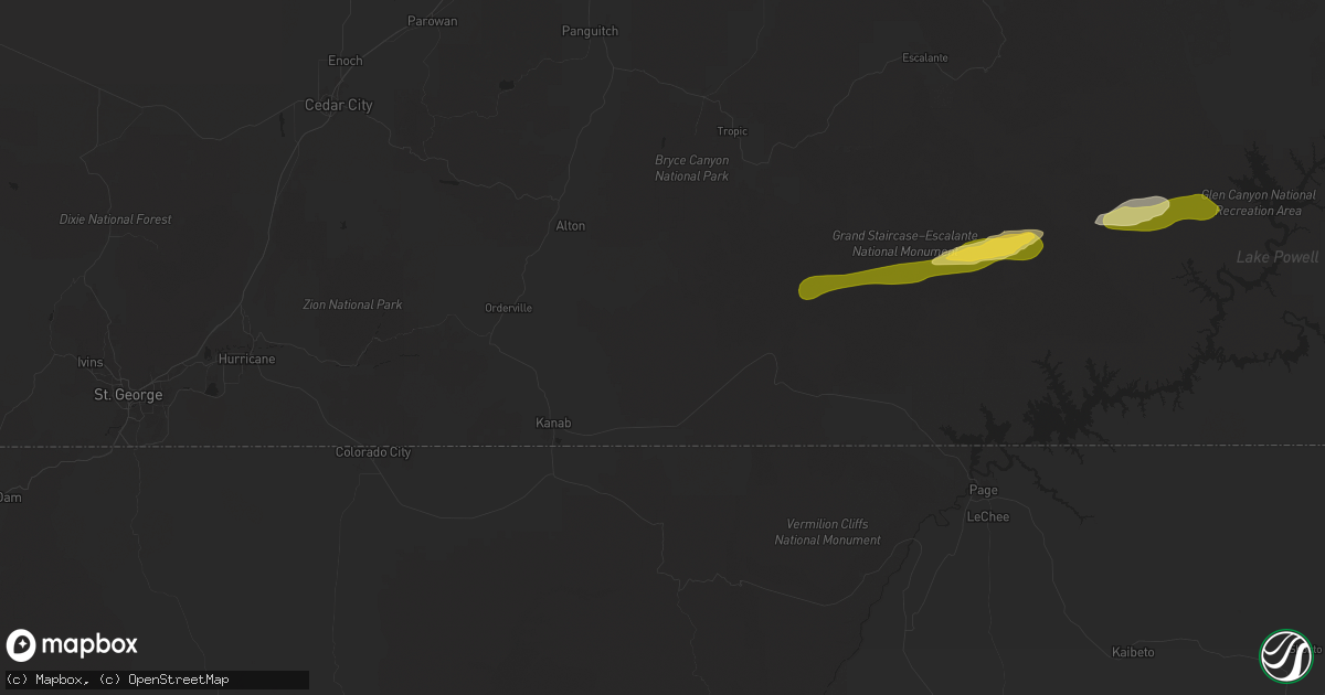 Hail map in Kanab, UT on October 11, 2025
