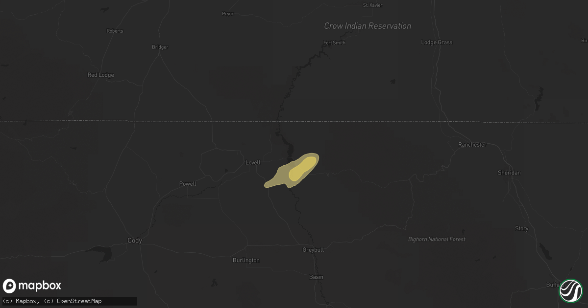 Hail map in Lovell, WY on October 11, 2025