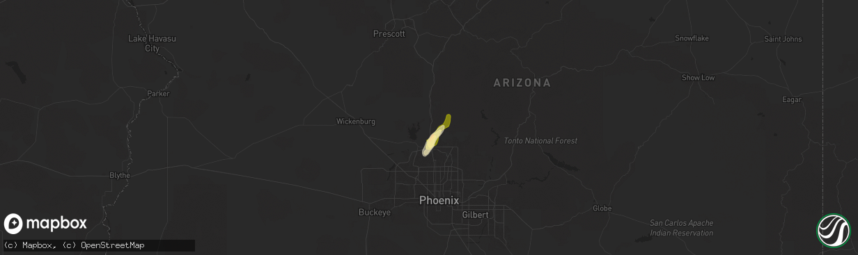 Hail map in New River, AZ on October 11, 2025