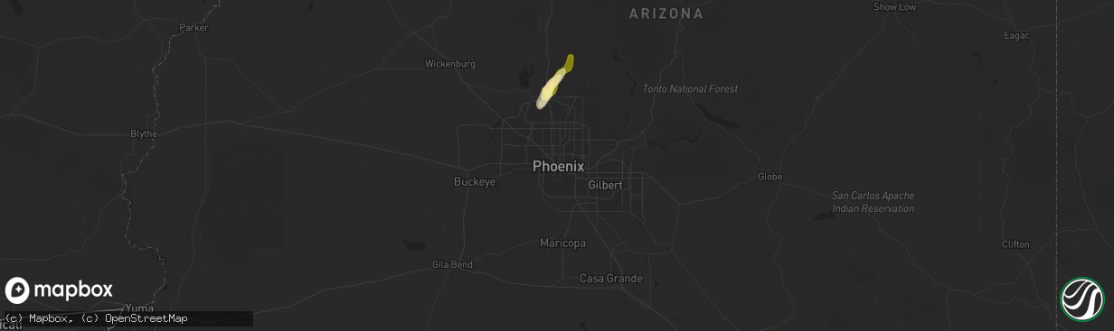 Hail map in Phoenix, AZ on October 11, 2025