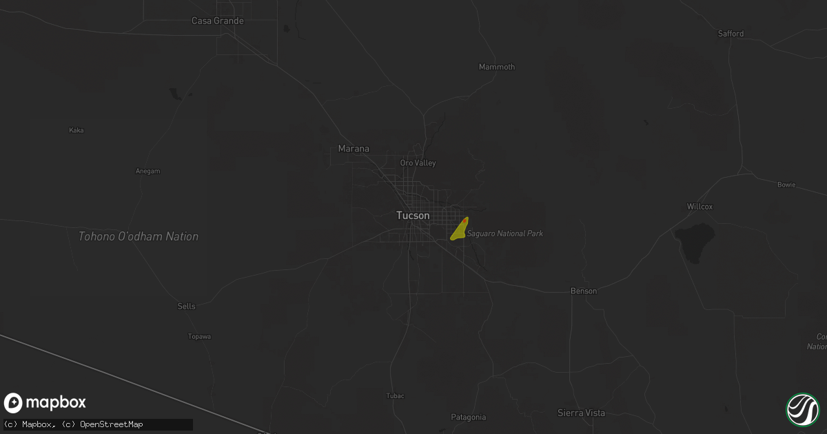 Hail map in Tucson, AZ on October 11, 2025