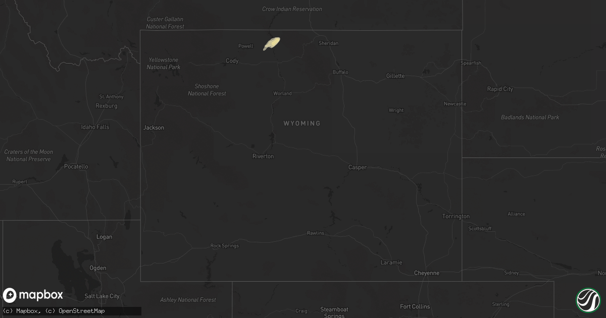 Hail map in Wyoming on October 11, 2025