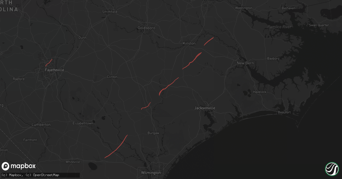 Hail map in Beulaville, NC on October 11, 2026