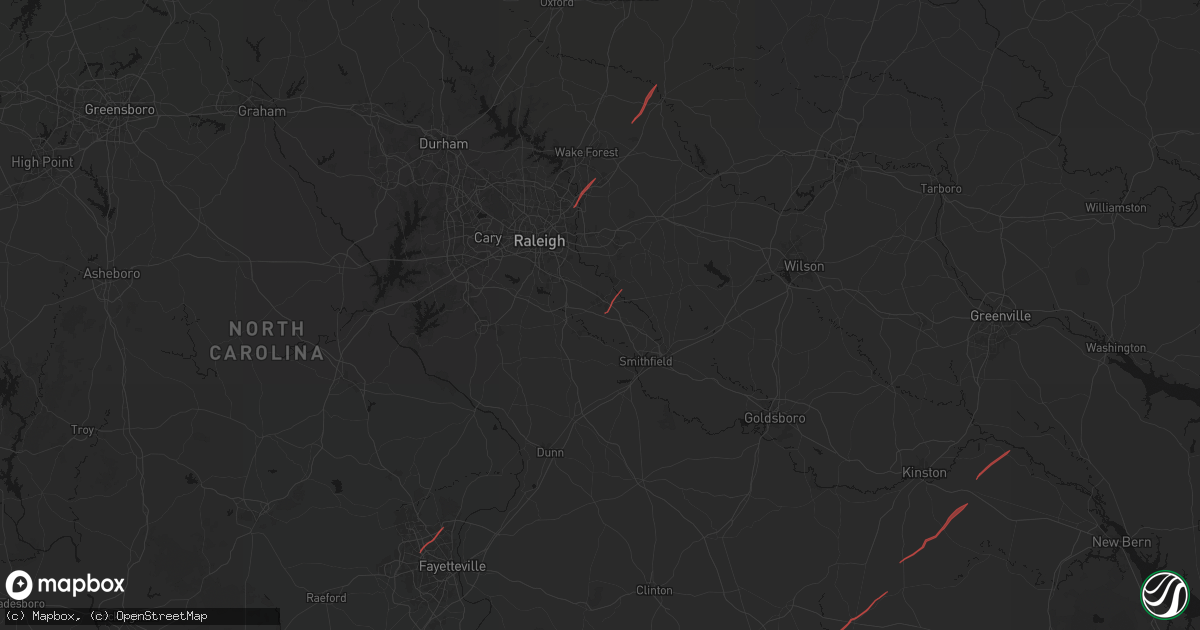 Hail map in Clayton, NC on October 11, 2026