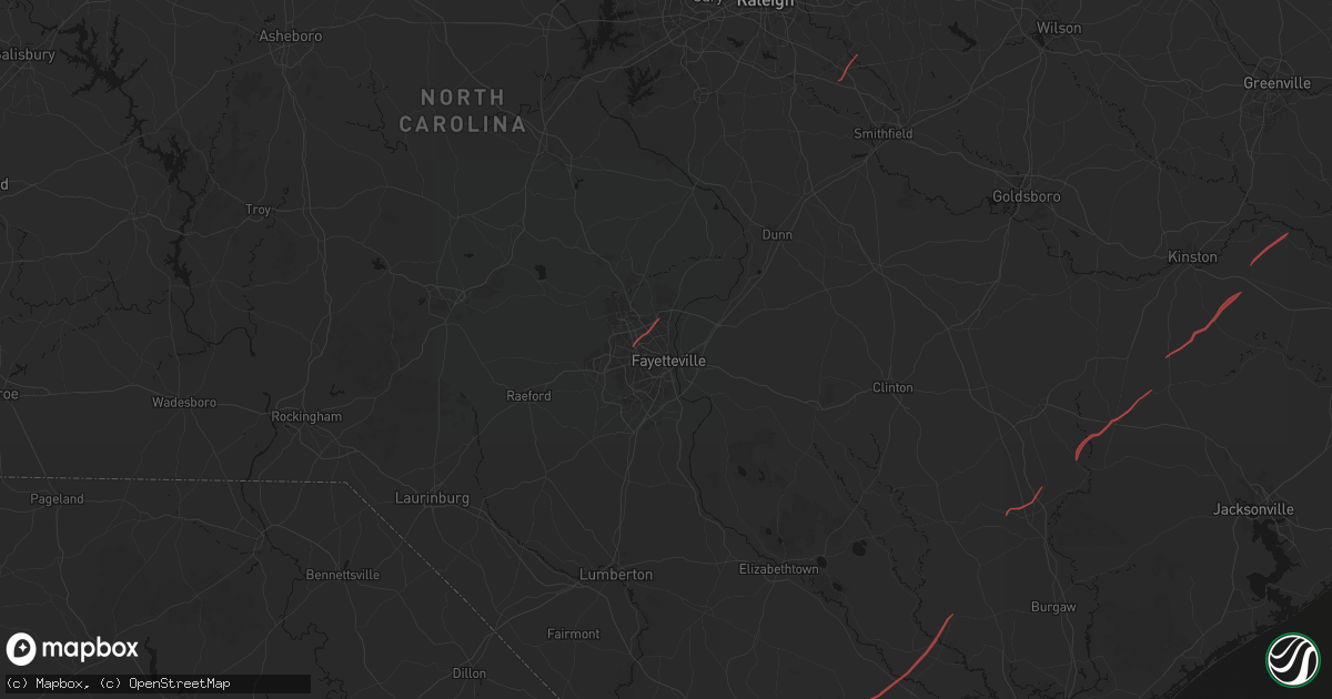 Hail map in Fayetteville, NC on October 11, 2026
