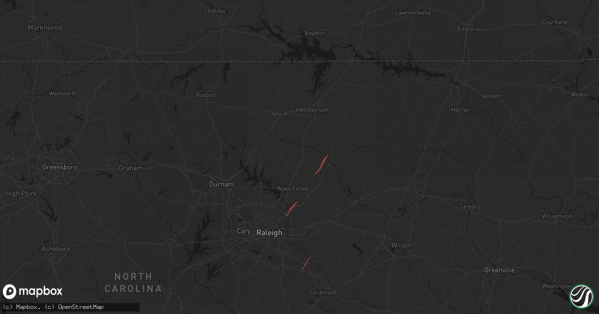 Hail map in Franklinton, NC on October 11, 2026