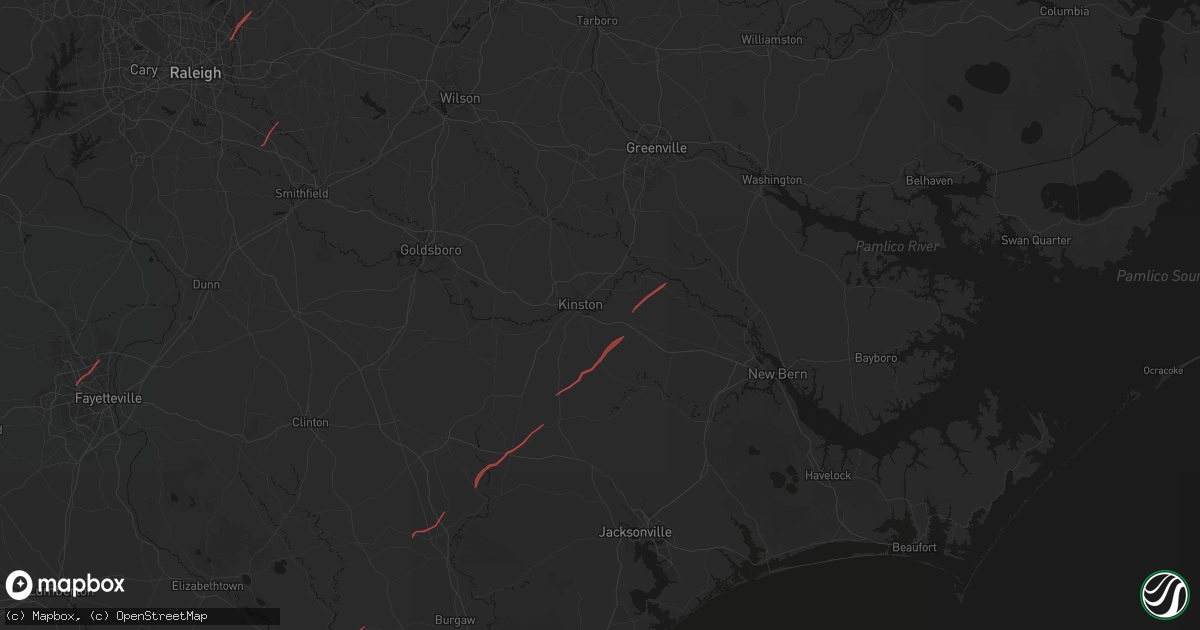 Hail map in Kinston, NC on October 11, 2026