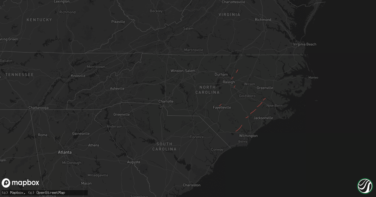 Hail map in North Carolina on October 11, 2026