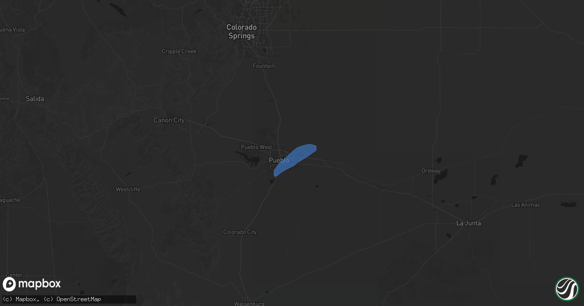 Hail map in Pueblo, CO on October 11, 2026