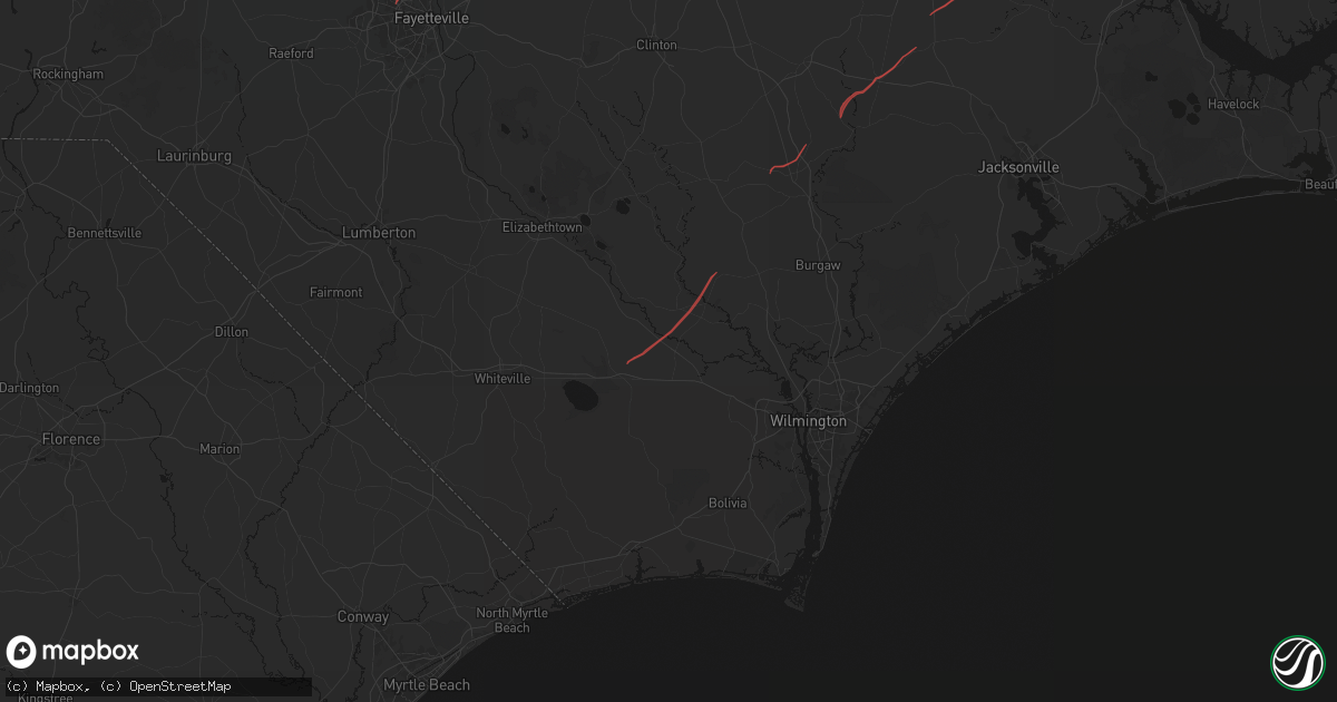 Hail map in Riegelwood, NC on October 11, 2026