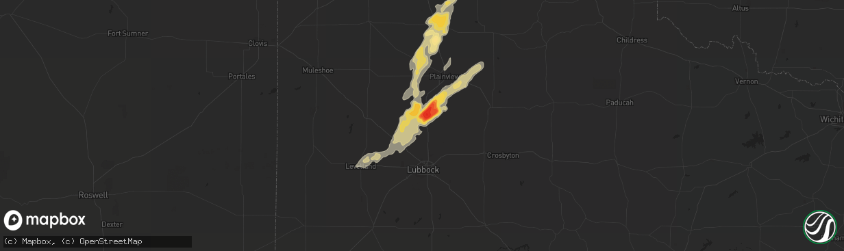 Hail map in Abernathy, TX on October 12, 2012