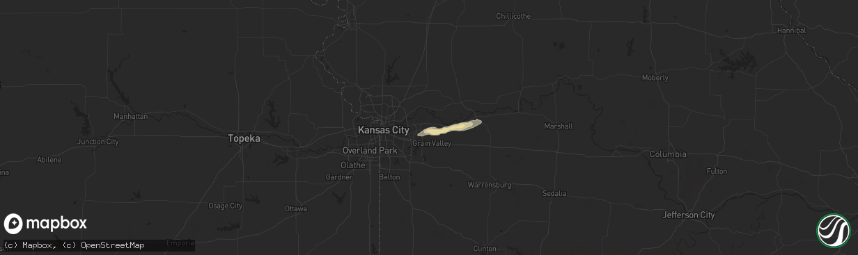 Hail map in Buckner, MO on October 12, 2012