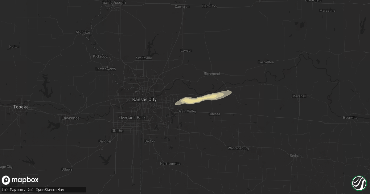 Hail map in Buckner, MO on October 12, 2012