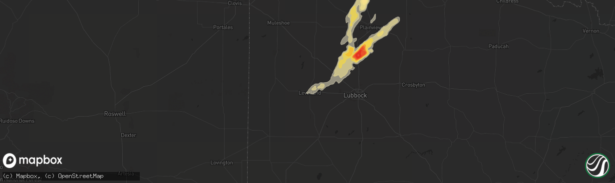 Hail map in Levelland, TX on October 12, 2012