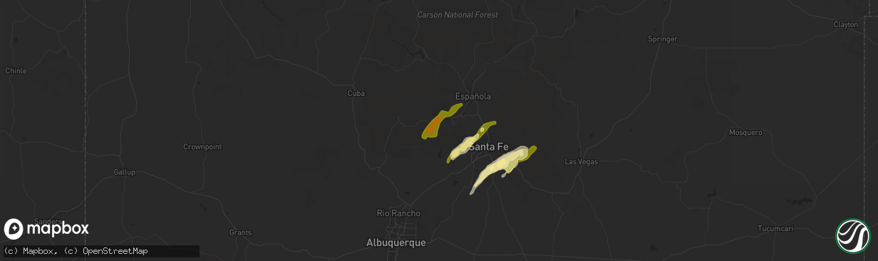 Hail map in Los Alamos, NM on October 12, 2012