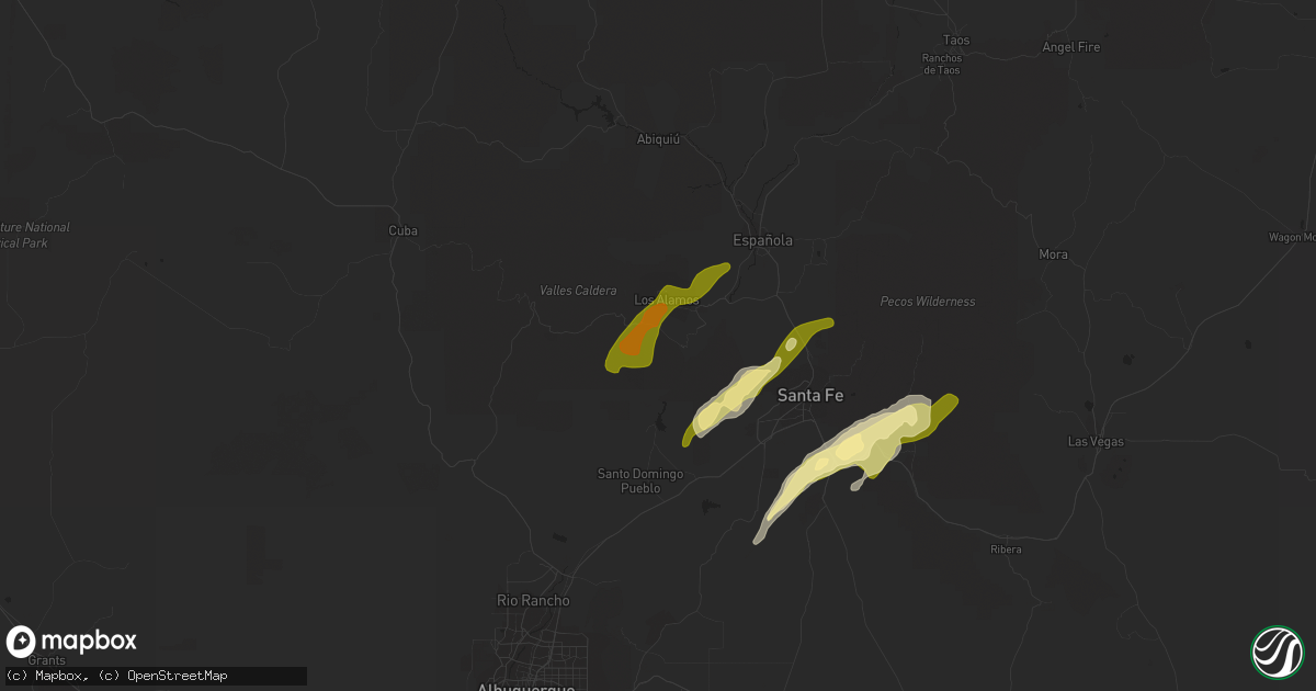 Hail map in Los Alamos, NM on October 12, 2012