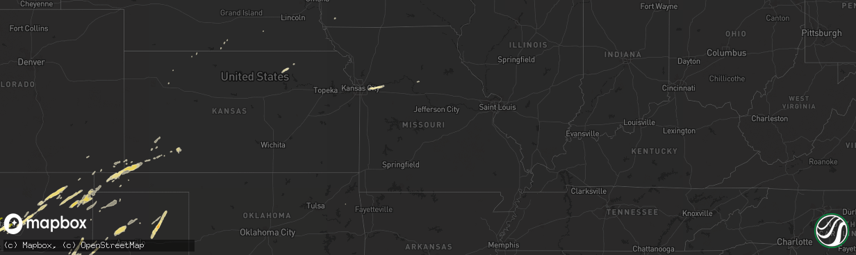 Hail map in Missouri on October 12, 2012