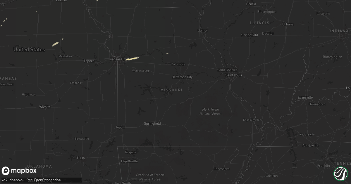 Hail map in Missouri on October 12, 2012