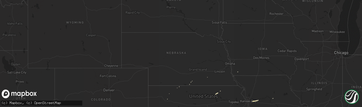 Hail map in Nebraska on October 12, 2012