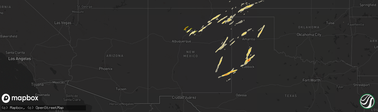 Hail map in New Mexico on October 12, 2012
