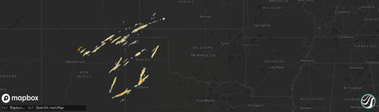 Hail map in Oklahoma on October 12, 2012