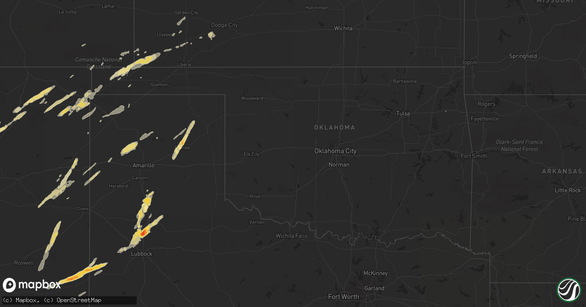 Hail map in Oklahoma on October 12, 2012