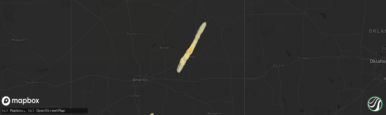 Hail map in Pampa, TX on October 12, 2012