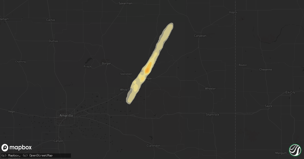 Hail map in Pampa, TX on October 12, 2012
