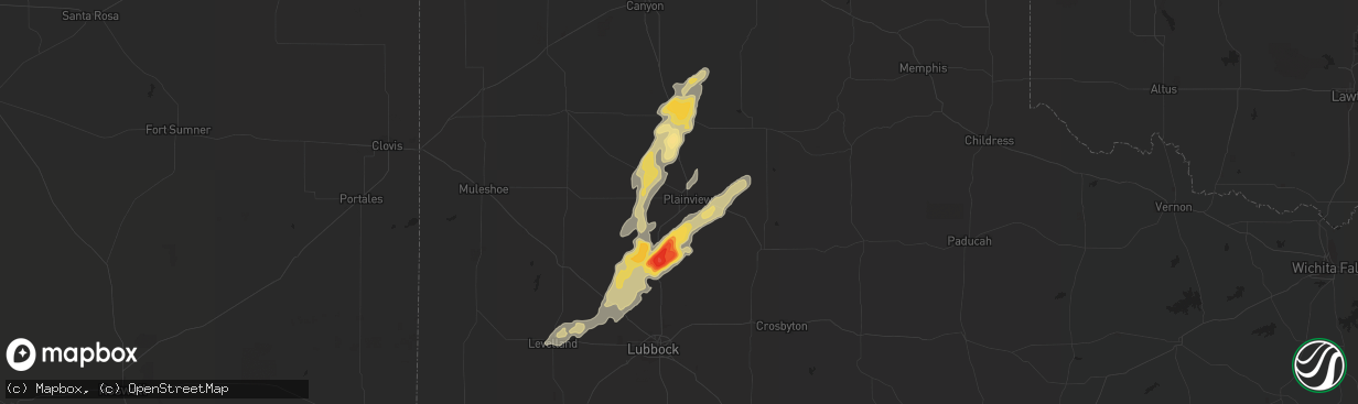 Hail map in Plainview, TX on October 12, 2012