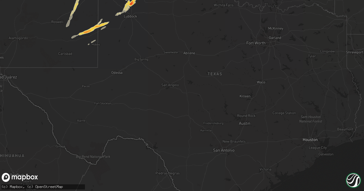 Hail map in Texas on October 12, 2012