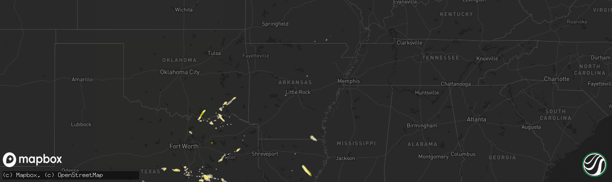 Hail map in Arkansas on October 12, 2013