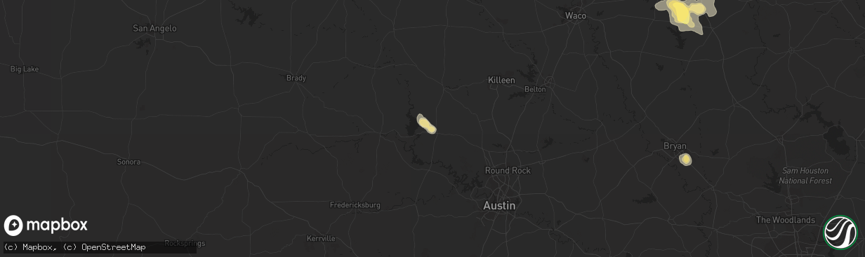 Hail map in Burnet, TX on October 12, 2013