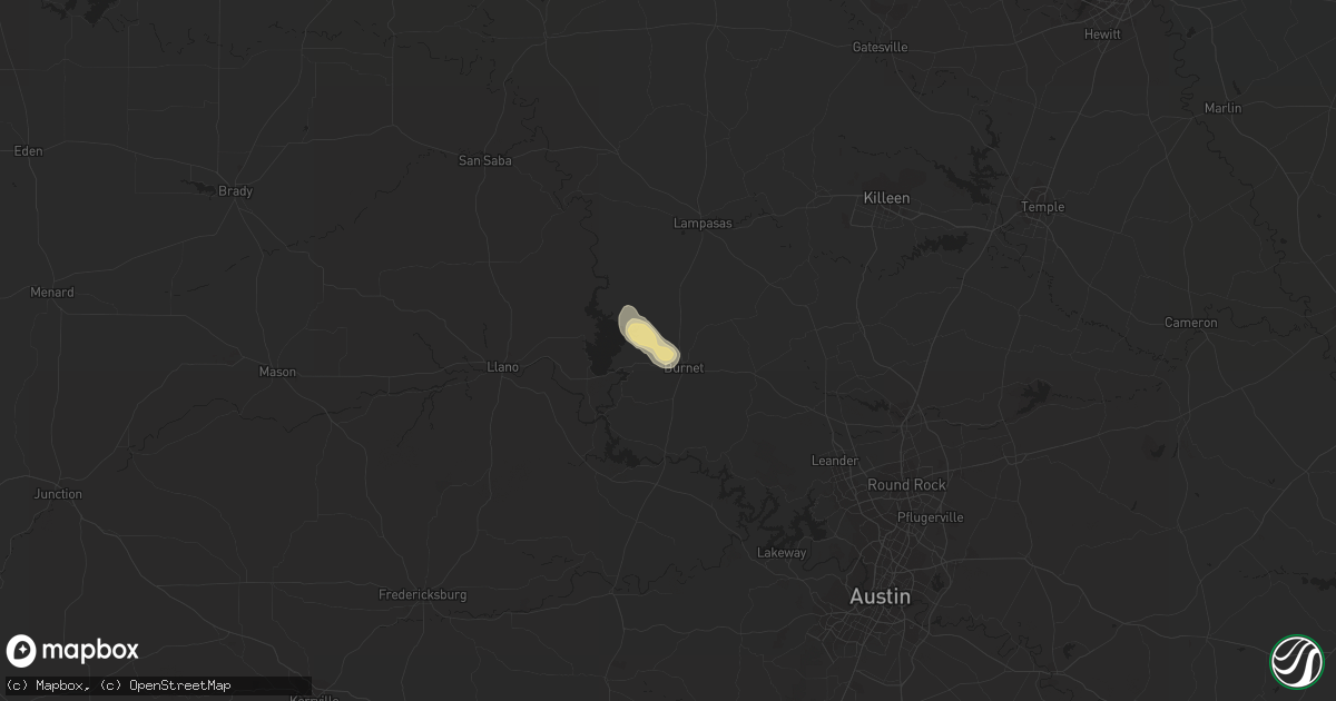 Hail map in Burnet, TX on October 12, 2013