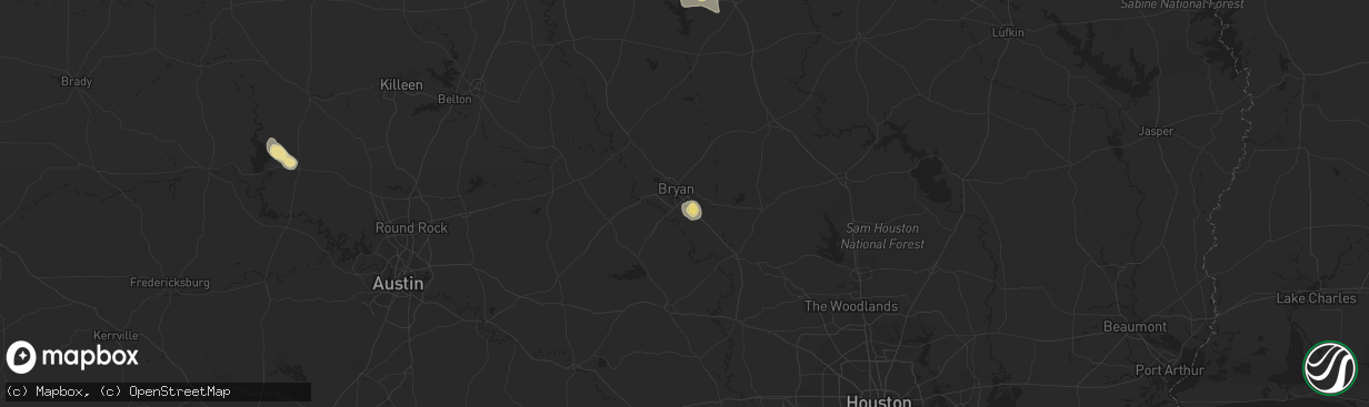 Hail map in College Station, TX on October 12, 2013