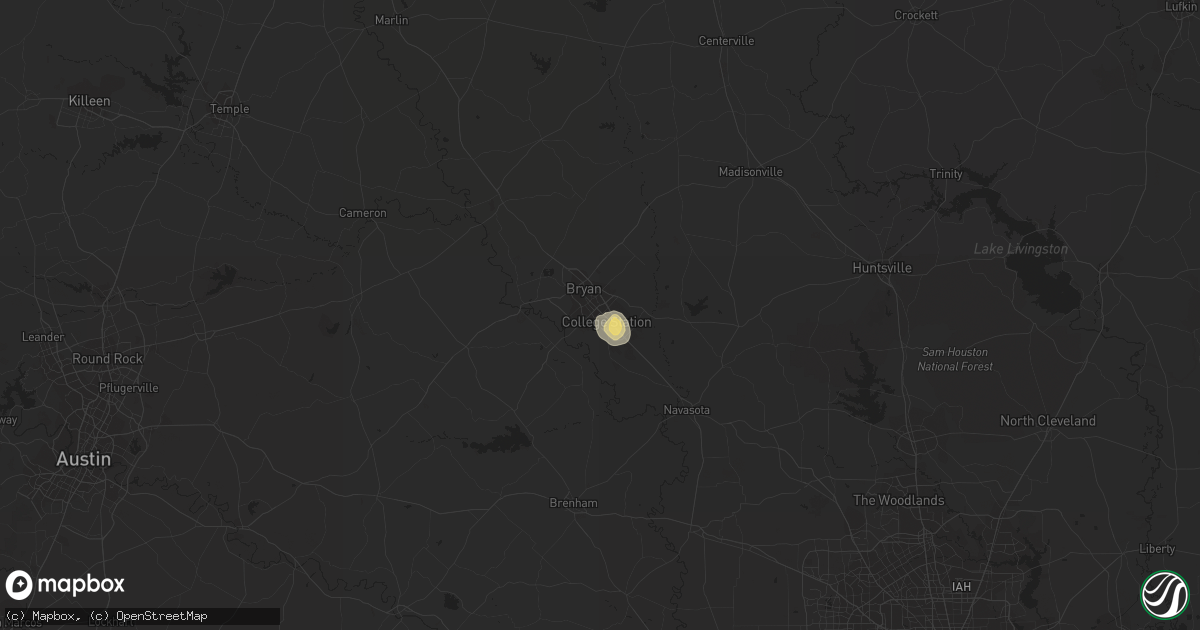 Hail map in College Station, TX on October 12, 2013