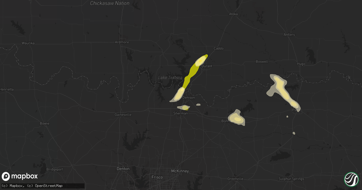 Hail map in Denison, TX on October 12, 2013