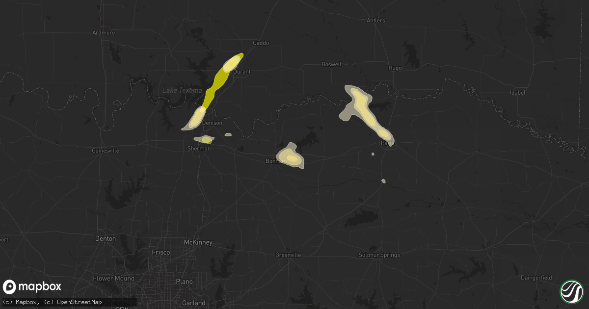 Hail map in Dodd City, TX on October 12, 2013